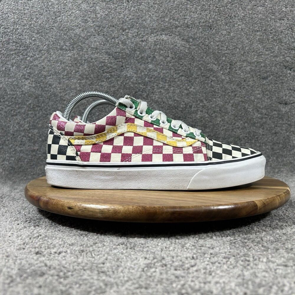 Vans Old Skool Women’s Size 9.5 Multicolor Glitter Checkerboard Skate Shoes Used
